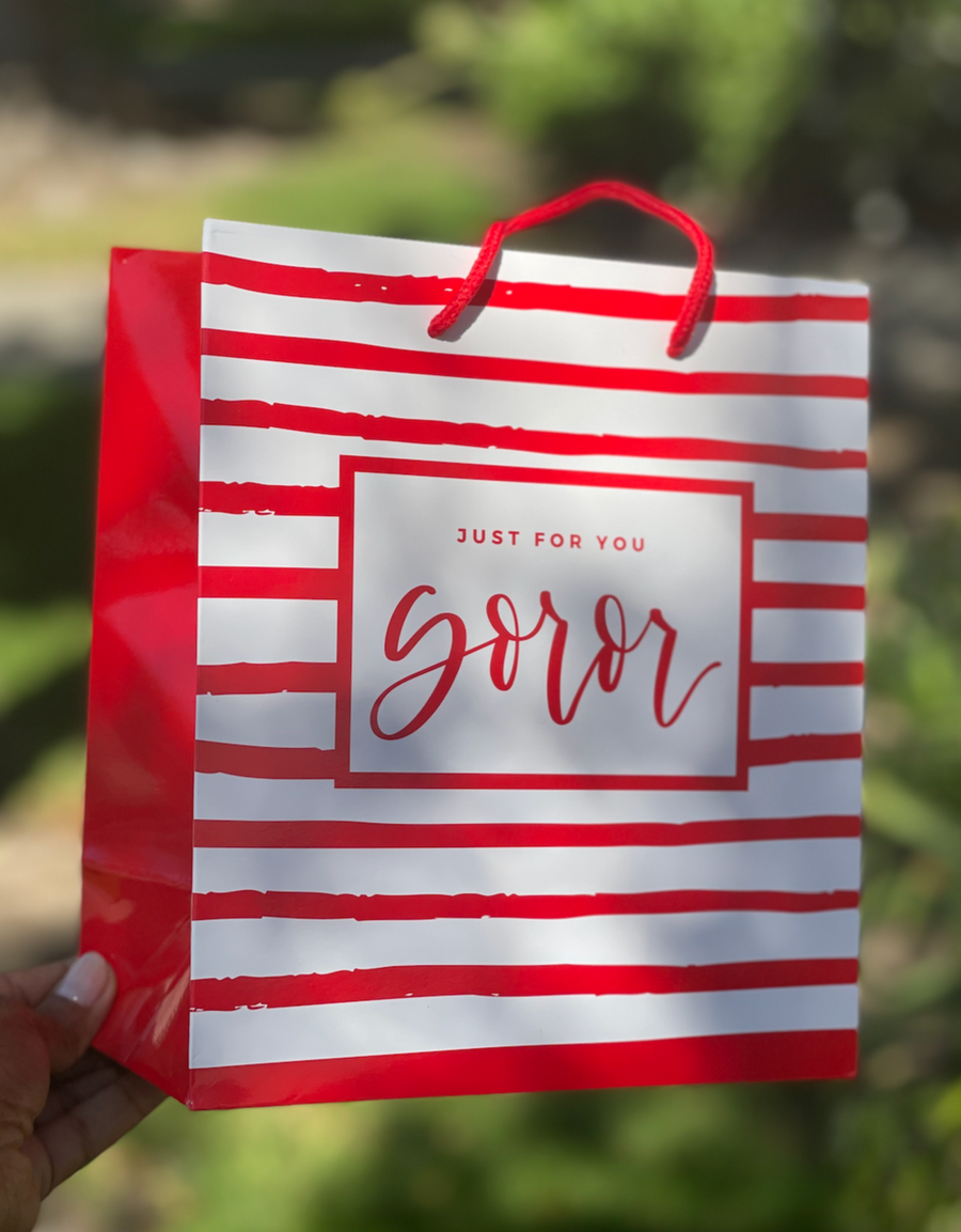 Just For You Soror Gift Bag (red and white)