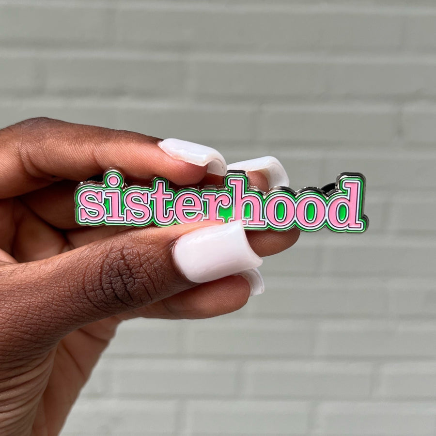 Sisterhood Lapel Pin - pink/green