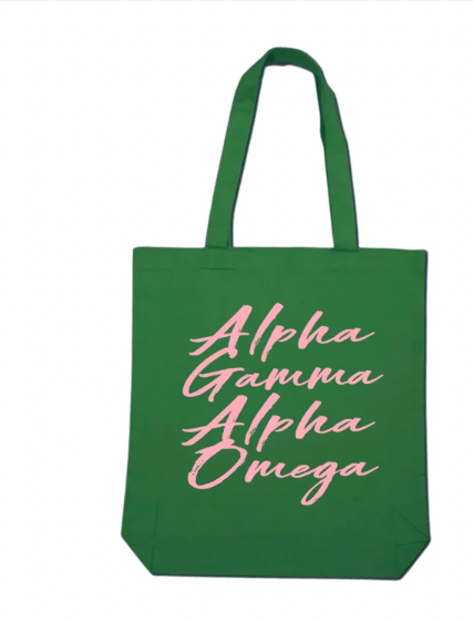 Alpha Gamma Alpha Omega tote bag