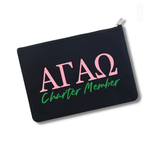 Alpha Gamma Alpha Omega Charter Member makeup bag