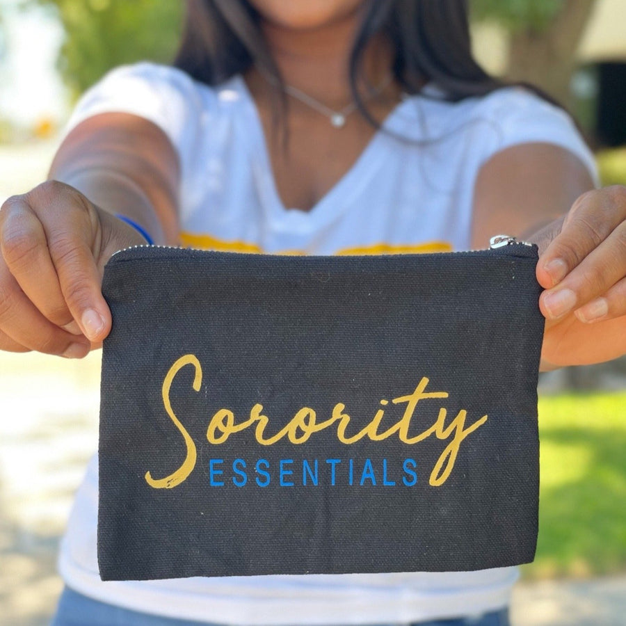 Mini “Sorority Essentials” bag - blue and gold