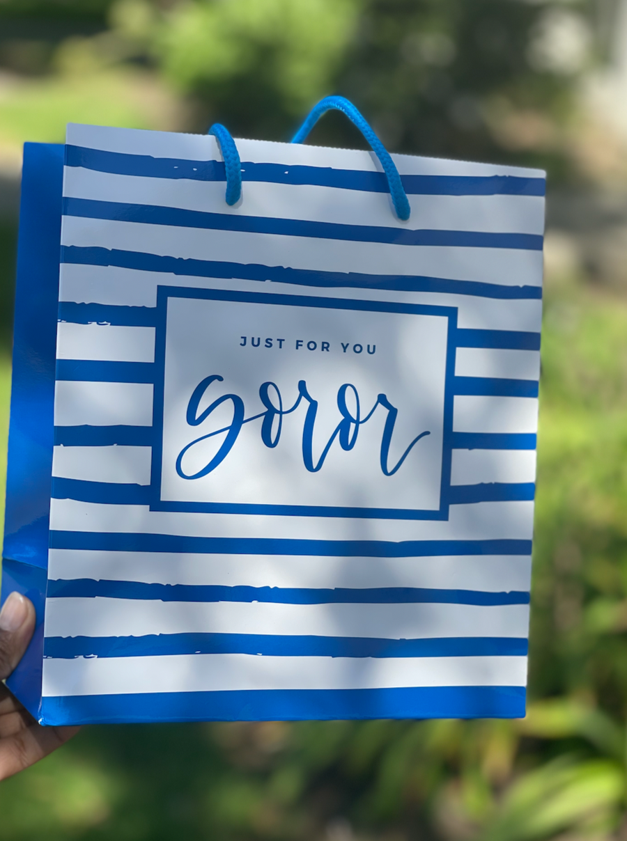 Just For You Soror Gift Bag (blue and white)