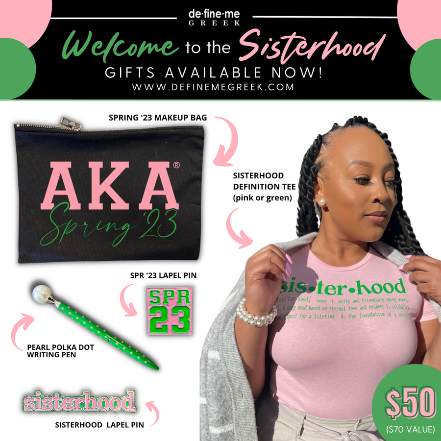 Spring 23 Welcome to the Sisterhood gifts - pink and green